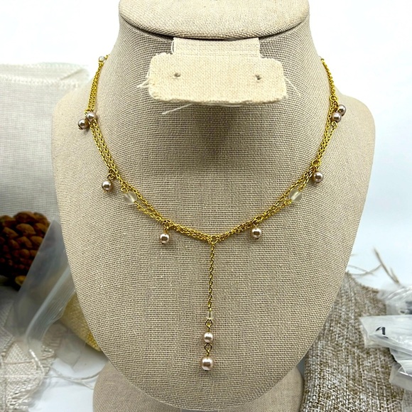 Jewelry - 🌟 Elegant Gold-Tone Napier-Inspired Drape Necklace with Pearl Accents